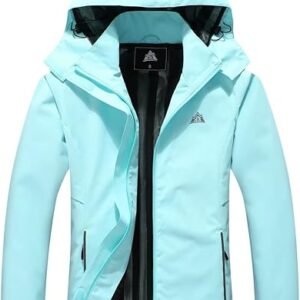 MOERDENG Women's Waterproof Rain Jacket Lightweight Raincoat Hooded Hiking Jacket Softshell Windbreaker
